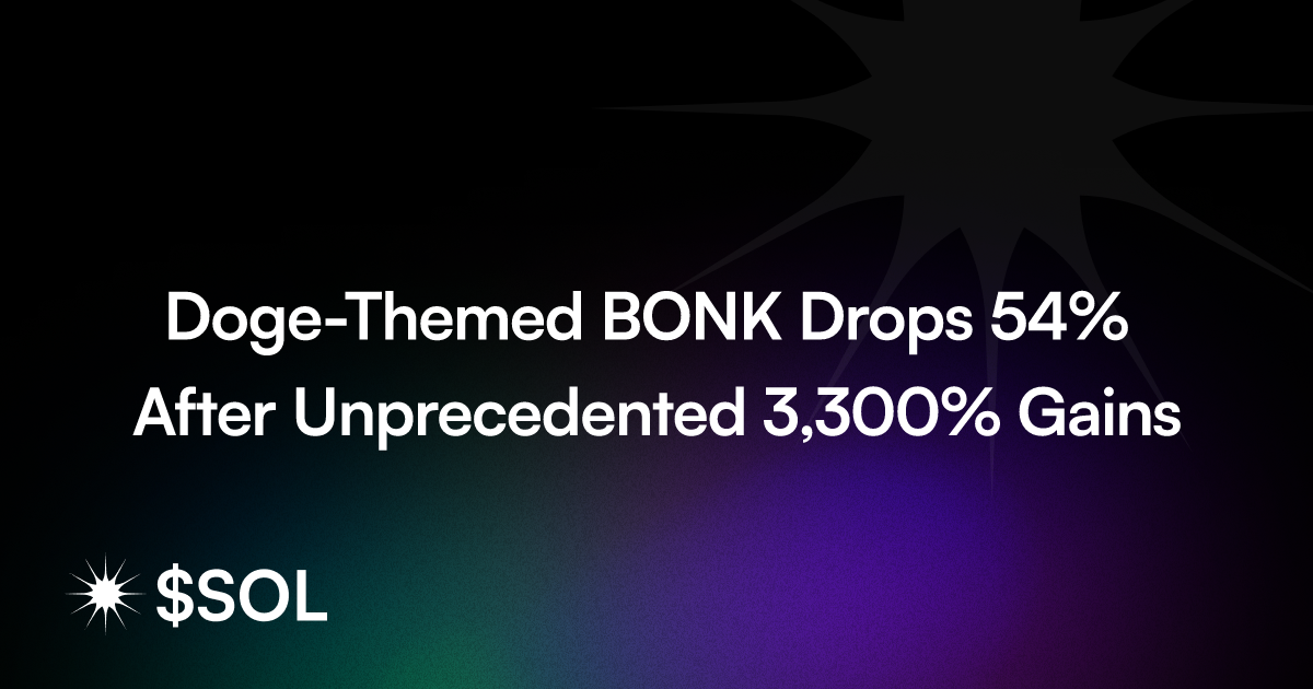 Doge-Themed BONK Drops 54% After Unprecedented 3,300% Gains